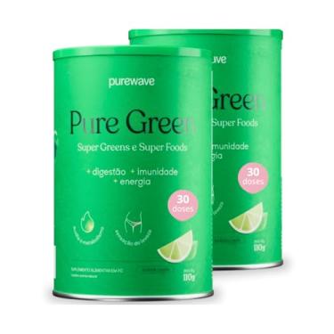 Imagem de Pure Green Suco Verde em Pó Detox Natural Sabor Limão Purewave - 30 doses 150g - 2 potes - Para Inchaço e Saúde Intestinal