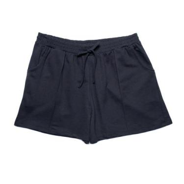 Imagem de Short Feminino Rechsul Plus Size Moletom Preto, Preto, G2