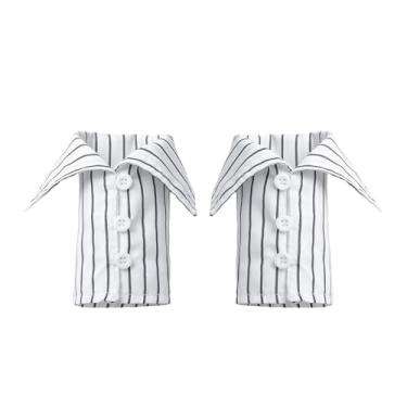 Imagem de UGPLM 2 peças de algemas de pulso falsas leves e removíveis para ternos, suéteres, casacos e camisas, Branco