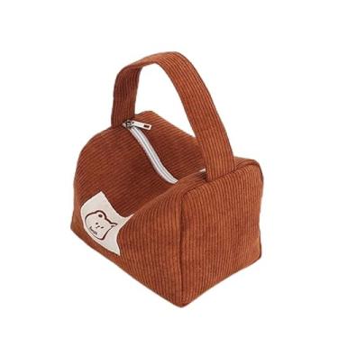 Imagem de Bolsa quadrada pequena com zíper de veludo – Bolsa elegante e espaçosa para uso diário e viagens, Marrom