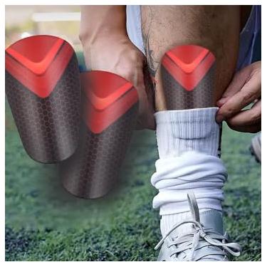 Imagem de 2 mini caneleiras de futebol, 9,7 x 6 cm, equipamento de proteção extra pequeno para mulheres, homens, meninos, meninas, jogadores de futebol (vermelho, preto)