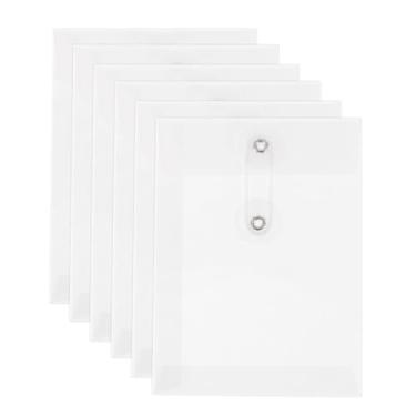 Imagem de Envelope de papel kraft de 6 peças com fecho de amarrar, 14 x 10 cm, bolsa de pasta de arquivos vintage para escritório, escritório, casa, cartão, armazenamento, organização de documentos