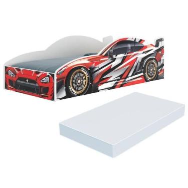 Imagem de Cama Carro 100% MDF Infantil Montessoriana Com Colchão Incluso Multimó