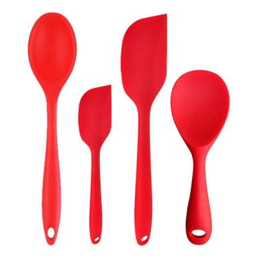 Imagem de 2X Jogo De Espatula De Silicone Maciço Colheres De Cozinha