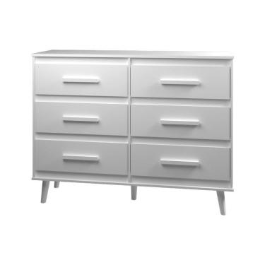 Imagem de Cômoda 6 Gavetas Maya Com Puxadores E Pés Retro Design Moderno Quarto Branco Mobília Decor