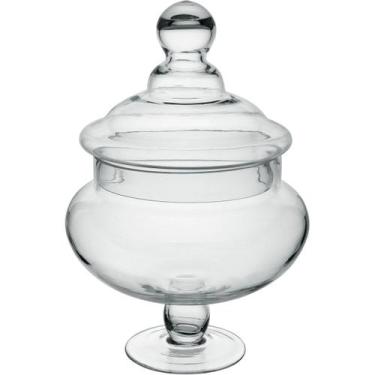 Imagem de BOMBONIERE POTICHE BALEIRO REDONDO HOME&CO COM TAMPA VIDRO 36x25x25cm