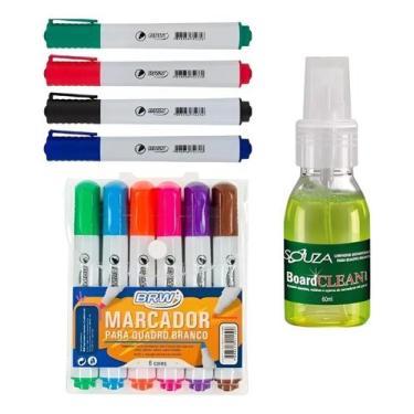Imagem de Kit 10 Pincel Caneta Quadro Lousa Branco e Limpador Quadro - BRW
