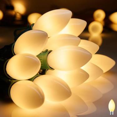 Imagem de Luzes de Natal Minetom Vintage C9 LED 15m 50 lâmpadas brancas quentes