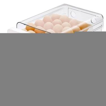 Imagem de Porta Ovos Acrilico Organizador Geladeira Gaveteiro Duplo Capacidade De 32 Ovos