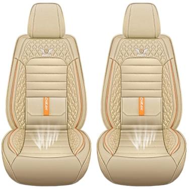 Imagem de RICVOUNBESTYR Adequado para 95% dos carros SUVs conjunto dianteiro capas de assento de carro capa de assento de couro para carros (bege-padrão) protetores de assentos de carro à prova d'água almofadas