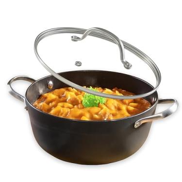 Imagem de Cuisiland Caçarola de ferro fundido 4QT/25 cm com tampa – Panela de forno holandês antiaderente, alças de aço inoxidável, seguro para forno, retenção de calor de ferro fundido clássico