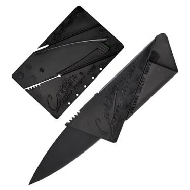 Imagem de Canivete Faca Cartão Dobrável de Bolso Portátil, Compacto e Leve, Lâmina Para Acampamento, Viagem, Trilha, Camping, Abrir Caixa, Pesca e Defesa Pessoal, Multiuso, Multifuncional, Profissional Aço Inox (Preto)