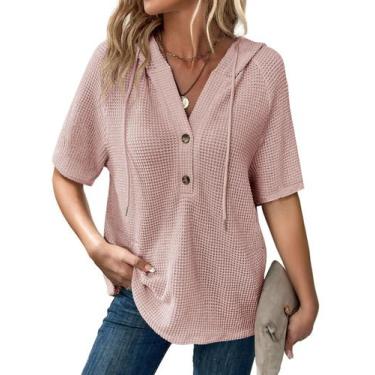Imagem de Top feminino Dokotoo Summer 2025 Waffle Knit rosa tamanho S
