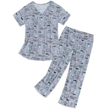 Imagem de Conjunto de pijamas femininos American Trends Grey Coffee S