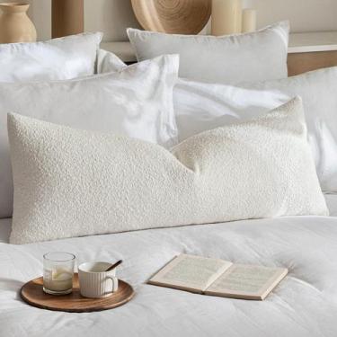 Imagem de Capa de travesseiro MIULEE Textured Boucle White 36x14cm Pacote com 1