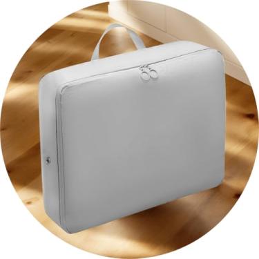 Imagem de Bolsa de armazenamento de jaqueta com alça e zíper, cubo organizador de roupas grande para guarda-roupa sazonal e uso em viagens