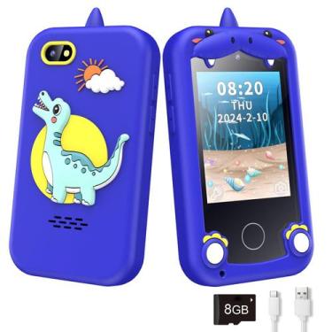 Imagem de Telefone infantil WEOLULI para meninos e meninas de 3 a 10 anos com câ