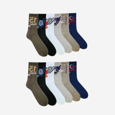 Imagem de Kt 6 Pares Meias Apollo Algodão Cano Médio Alto Esportivo Masculina Co