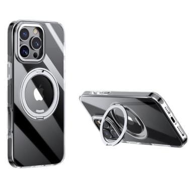 Imagem de Capinha Protetora com Anel Magnético para iPhone, Compatível com iPhone 16/16 Pro/16 Pro Max, Transparente (Anel Preto, IPHONE 16 PRO)