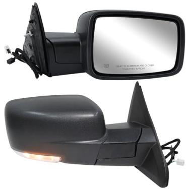 Imagem de Espelho lateral do passageiro direito compatível com Dodge Ram 1500 2500 3500 2013-2018 retrovisores com luz de seta, vidro elétrico aquecido dobrável, preto-11 pinos
