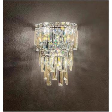 Imagem de Luminária de parede moderna e luxuosa em cristal com LED, estilo arte, para sala de estar, quarto, cabeceira, casa de campo, hotel, escritório, escada e corredor (Estilo 3 D22H28CM)