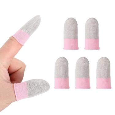 Imagem de PATIKIL Manga de dedo para controle de polegar, pacote com 5 luvas de dedo para jogos móveis, luvas de ponta de fibra prateada, anti-suor, respirável para dispositivos com tela sensível ao toque, jogo