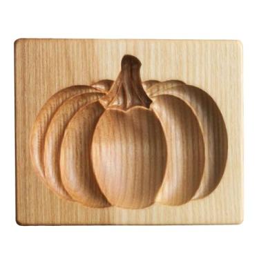 Imagem de Molde de biscoito de abóbora de madeira de faia feito à mão, design tradicional, escultura em madeira natural, prensa decorativa para biscoitos de férias