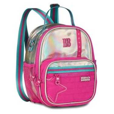Imagem de Lancheira Térmica De costas e Transversal 2 em 1 Holográfico Rebeca Bonbon RB Escolar Passeio (Rosa)