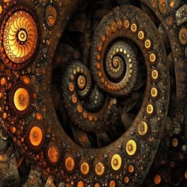 Imagem de Quadro Decorativo Abstrato Fractal Luminosa para Parede Design Moderno 40x40cm