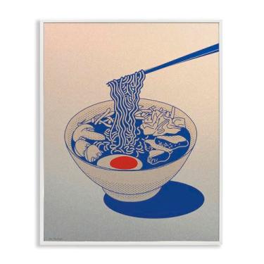 Imagem de Stupell Industries Tigela de macarrão ramen gradiente cinza emoldurado, arte giclée, design por Seven Trees Design, 14 x 11