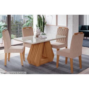 Imagem de Cadeira Sala De Jantar Paola Kit 4 Un Savana-madeirado-suede Nude Bege