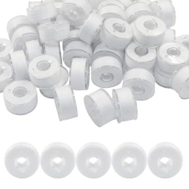 Imagem de Verkelly 90 peças de linha de bobina pré-enrolada branca 40S/2 (60WT) tamanho A (SA156) para máquinas de costura e bordado, linhas de costura de poliéster (branca)