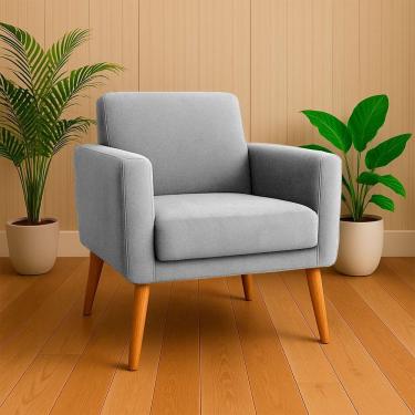 Imagem de Poltrona Sala Variant Com Apoio De Braço Em Tecido Veludo Sentô Grafite