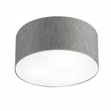 Imagem de Plafon Cilíndrico Md-3048 Cúpula Em Tecido 50x21cm Rústico Cinza - Bivolt