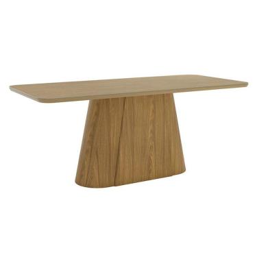 Imagem de Mesa De Jantar Olivia 200 Cm Canto Arredondado Com Vidro Nature - Henn