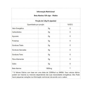 Imagem de Beta Alanina 500mg (120 Caps) - Padrão: único