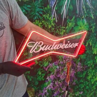 Imagem de Painel Neon Led Budweiser C/ Acrílico Transparente 50cm X 20cm C Contr
