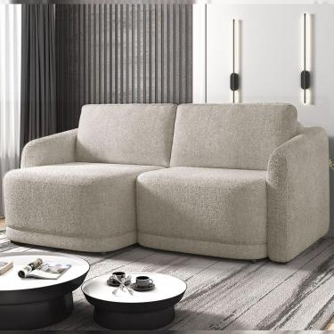 Imagem de Sofá Cama Modulado Retrátil E Reclinável Varsóvia 236cm Bouclê Bege Escuro G33 - Gran Belo