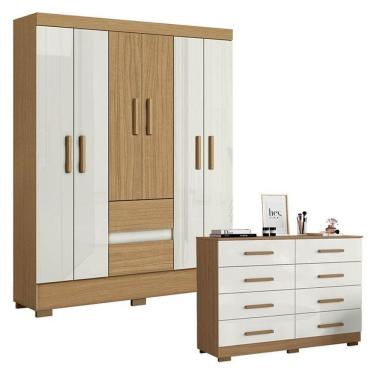 Imagem de Cômoda 2014148 E Guarda Roupa Casal Coimbra 2005138 Atacama Off White - Aramóveis