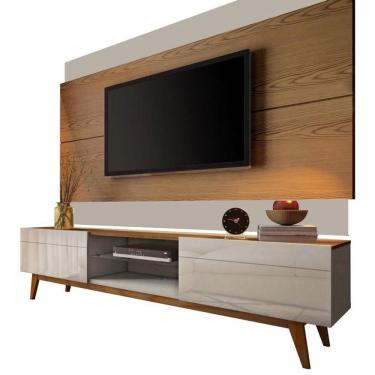 Imagem de Rack Com Painel Classic 2g Freijó Com Off White - Imcal Móveis