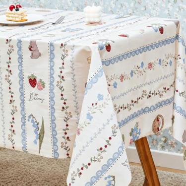 Imagem de Frienda Toalha de mesa retangular floral vintage, 139 x 199 cm, capa de mesa rústica de veludo, lavável, floral, pastoral, toalha de mesa para cozinha, jantar, piquenique, Ação de Graças, Natal e