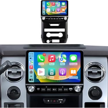 Imagem de Para Ford F150 Radio 2009 2010 2011 2012: QLED Touch Screen Stereo, 4Core 32GB ROM, Carplay Android Auto, suporta atualização OTA, controle de volante OEM, câmera traseira incluída (serve apenas CA