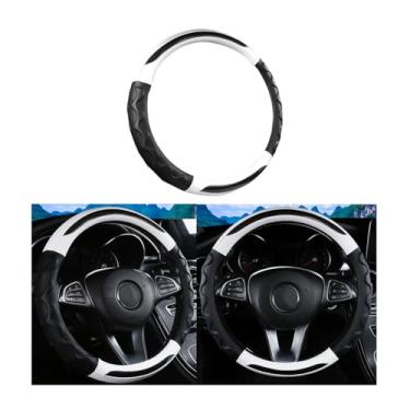 Imagem de Sandfren Capa de volante de carro de fibra de carbono, protetor de volante antiderrapante de couro respirável de 38 cm, acessórios de decoração de interiores automotivos, universal para caminhão SUV