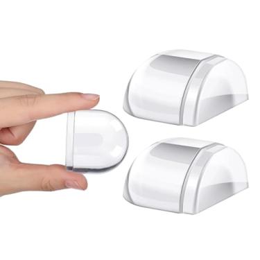 Imagem de 2 peças de batente de porta de piso transparente batentes de porta de borracha invisíveis para-choques de porta de acrílico amortecedores de portas de piso autoadesivos para azulejos de madeira