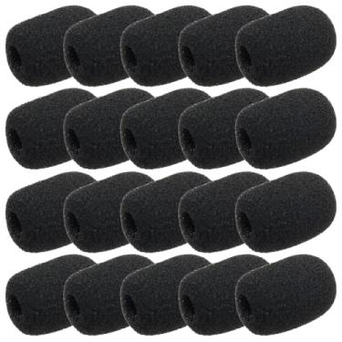 Imagem de Nextpal 20 peças de capas de microfone pretas de espuma, para-brisas compatíveis com capas de microfone de fone de ouvido de lapela padrão, filtro pop proteção contra vento para estúdio de gravação