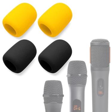 Imagem de Voarmaks Capa de microfone de espuma compatível com microfones JBL PartyBox sem fio, sistema de dois microfones sem fio, PartyBox Mic 100, microfone de karaokê, esponja para para-brisas, filtro pop