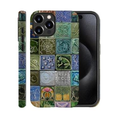 Imagem de Capa para iPhone 16 Pro Max, capa fosca para meninas e mulheres, azulejo vintage flores naturais sapo