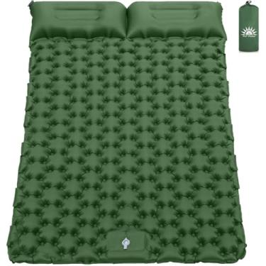 Imagem de Colchão Inflável para Camping, Leve e Confortável, Inclui Bomba e Bolsa de Transporte (Duplo Azul)