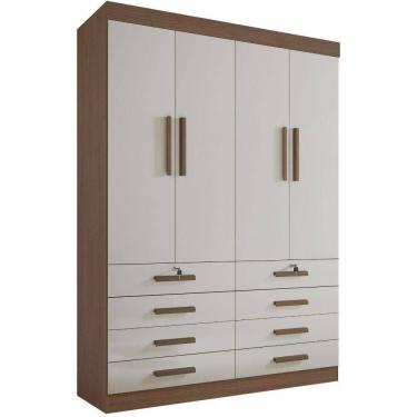 Imagem de Guarda Roupa Mônaco Plus Castanho Off White 4 Portas 8 Gavetas D?doro