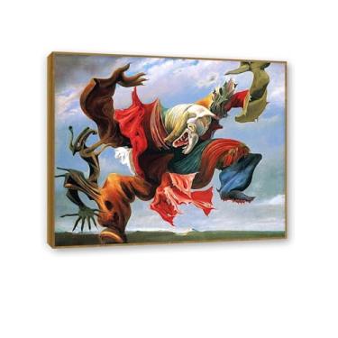 Imagem de Pôster Max Ernst L'Ange du foyer Reproduções de pinturas famosas Surrealismo Arte de parede Tela Max Ernst Decoração de parede para presentes de sala de estar 90 x 70 cm (91.4x71.1 cm) Emoldurado